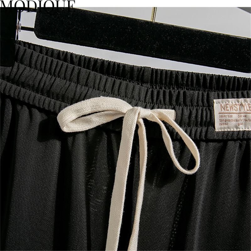 MODIQUE Jaro Léto Nadměrná velikost Nové Ženy Volné Ležérní Bavlna Rovné Dlouhé Kalhoty Tepláky Dámské Všestranné Základy Široké nohavice Délka ke kotníkům