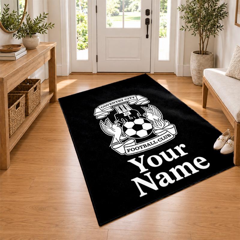 Coventry City F.C. Custom Name Personalized Rug Non‑Slip Doormat Floor Carpet Housewarming Birthday Gift for Family Friends