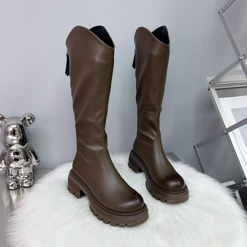 Women Boots Knee High Chelsea Boots for Women Mid Heels Motorcycle Goth Shoes Trend Fashion Designer Women Botas