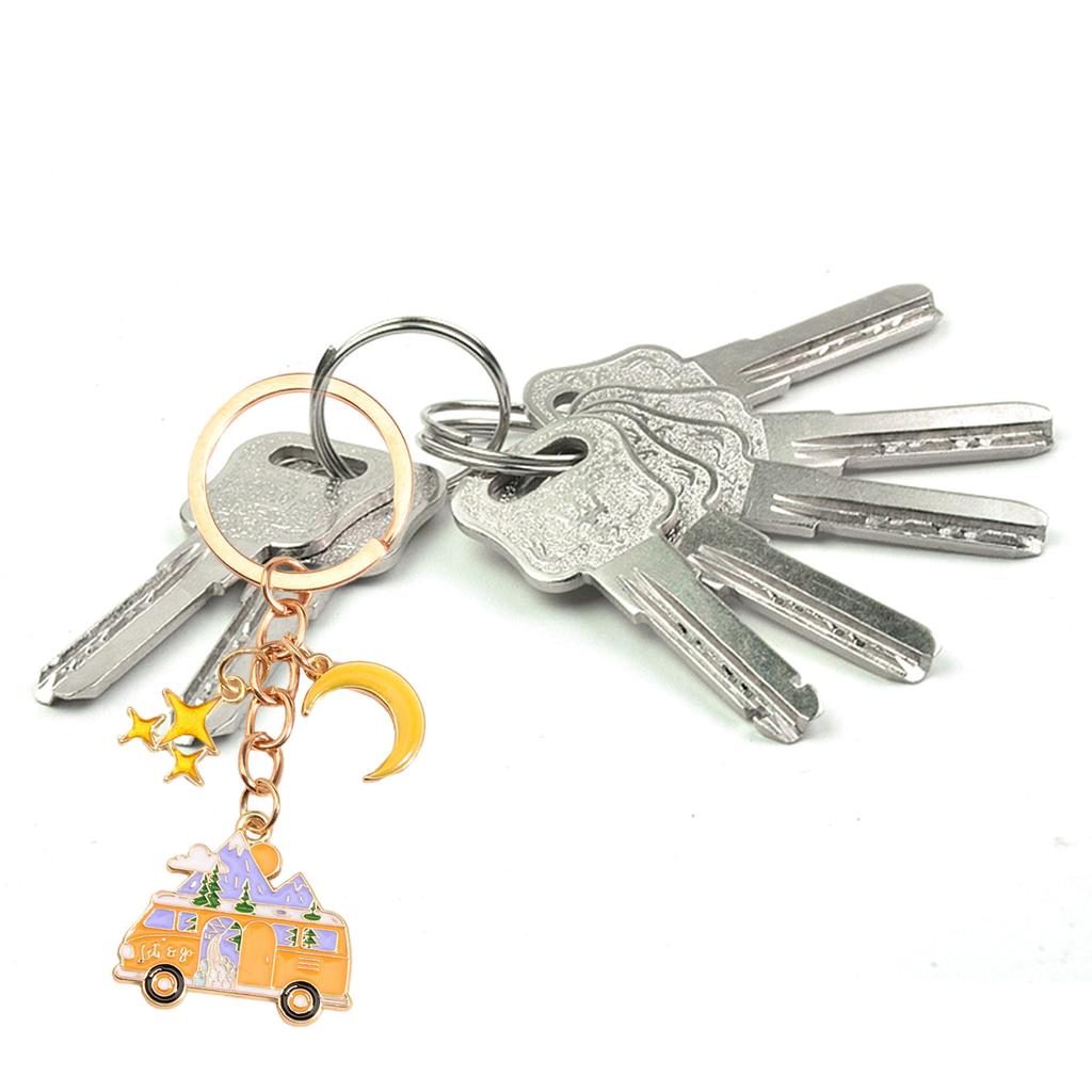 2 Pack Camping Car Keyrings Campervan Key Chains Unique Key Adornment Alloy Texture Bag Pendant for Fashion Enthusiasts