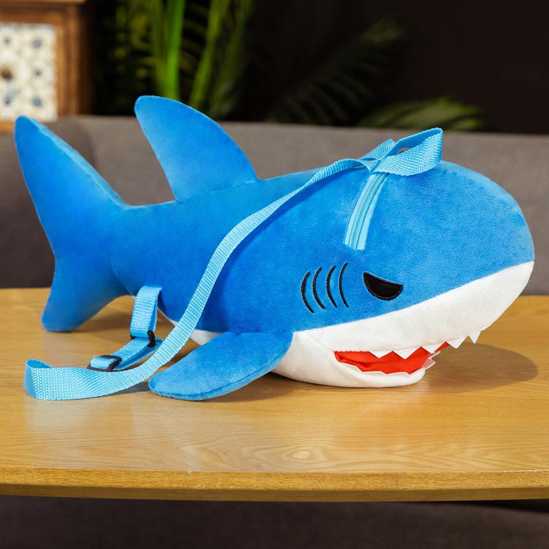 Cute Cartoon Simulation Shark Plush Backpack Soft Stuffed Shark Doll Toys Kawaii Plush Knapsack For Kid Birthday Gifts