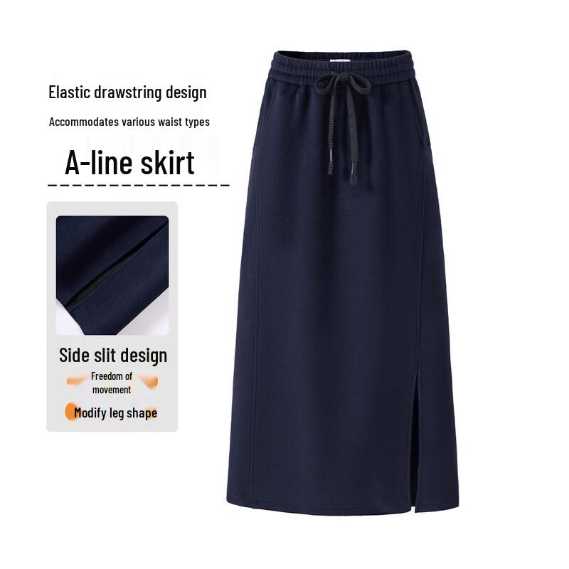Snowforte Elegant High-Waisted A-Line Split Midi Skirt