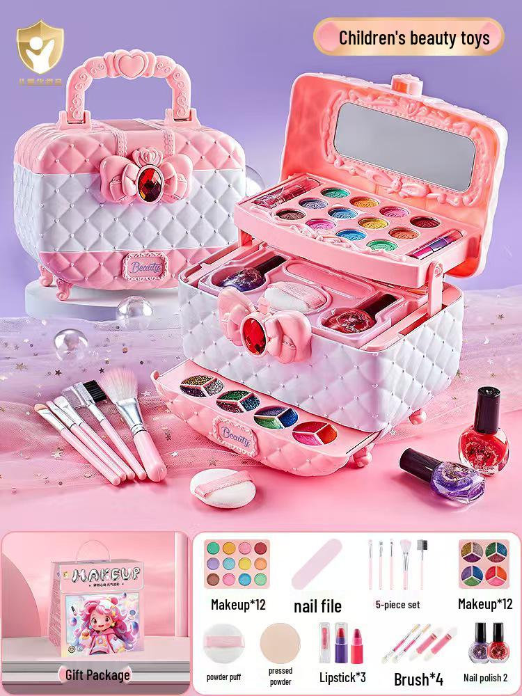 Children's Princess Makeup Set: Role-Playing Toy with Color Box & Nail Polish - Perfect Birthday Gift for Girls