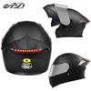 Unisex Full Face Flip-Up Motorcycle Helmet with LED Taillight, All-Season, 3C/DOT Certified