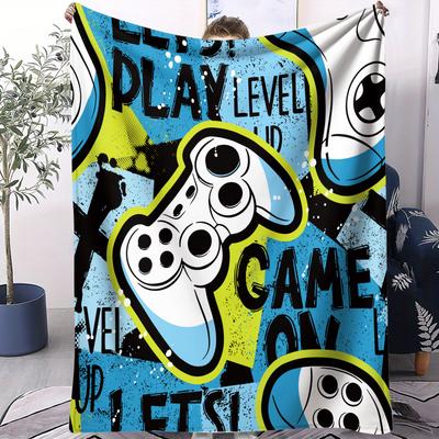 Gaming Controller Graffiti Pattern Blanket Soft Multifunctional Decorative Blanket Four Seasons Universal Cover Blanket