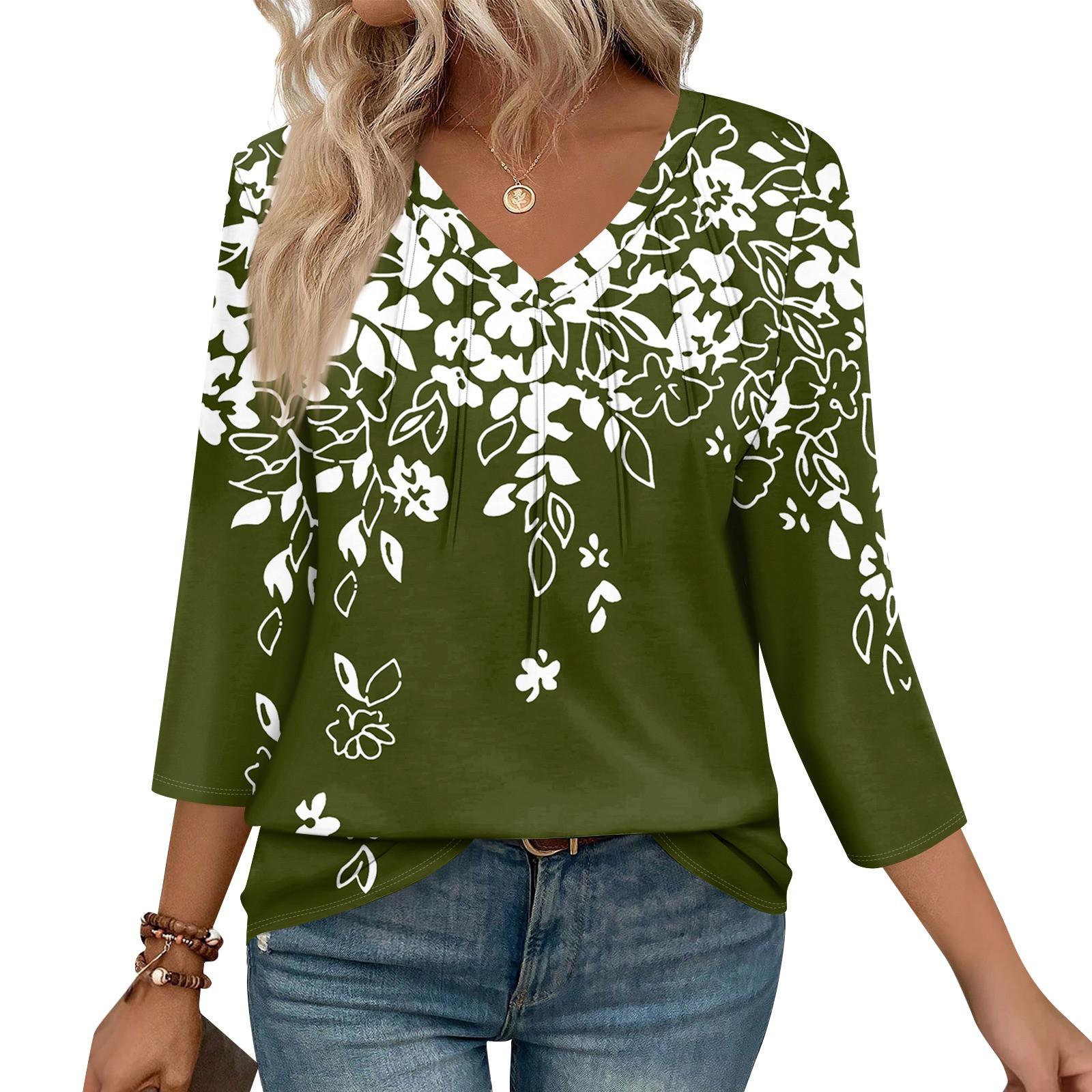 

Женские повседневные топы с V-образным вырезом, пуловеры, полосатые принты, топы с рукавами семь восьмых L