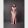 "2024 European & American Women's Off-Shoulder Raglan Sleeve Pleated Slit Long Skirt"
