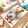 Adorable Teddy Bear In Overalls Cartoon Rug Fornursery Kids Roomsoft Plush Floormatchild Friendly Area Rug Crystal Velvet Carpet