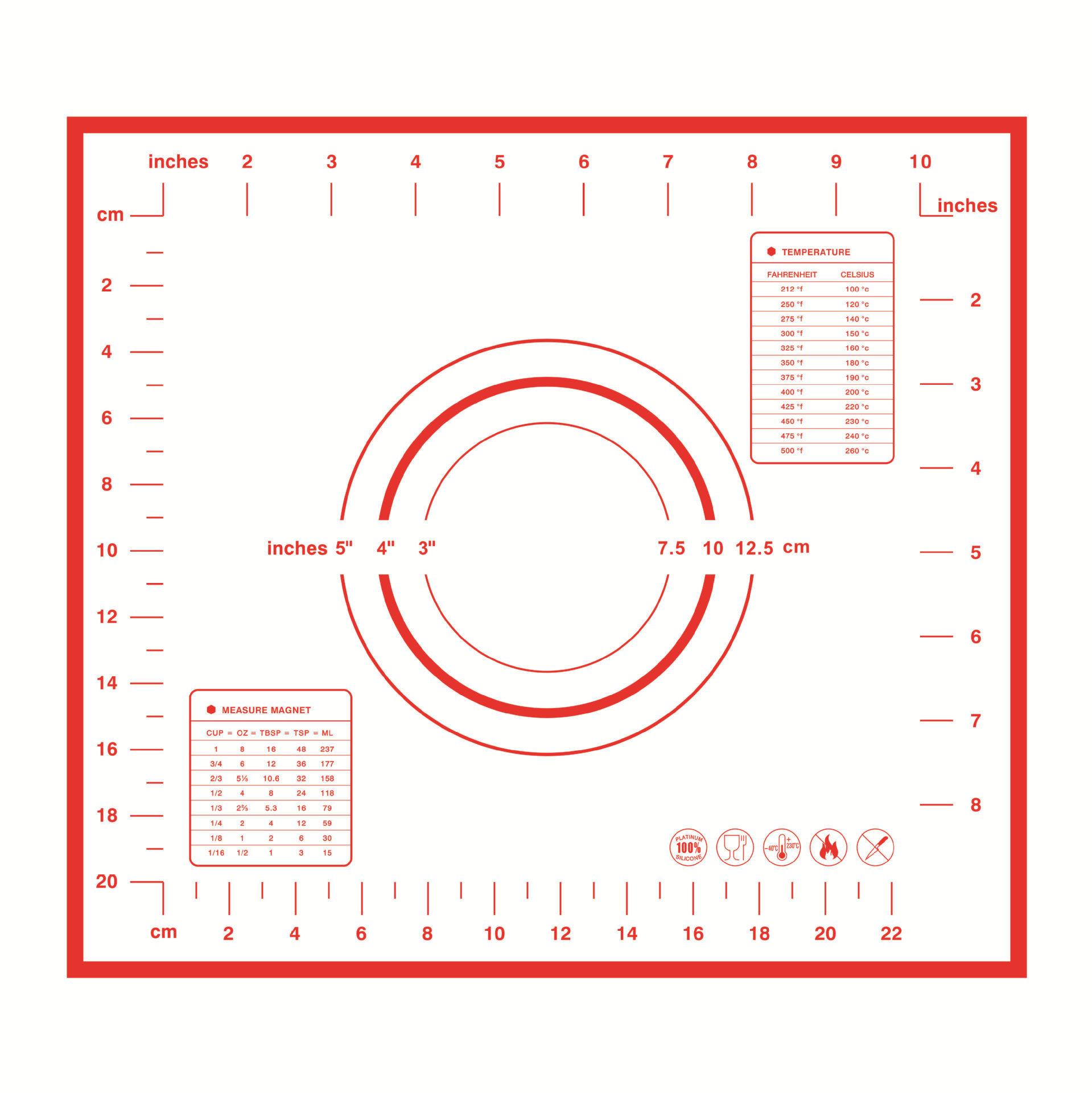 Silicone Baking Mat Kneading Pad Non-slip Pastry Mat for Rolling Dough Food Grade Thickened Rolling Pad Non-stick Baking Supplie (as the picture,Red)