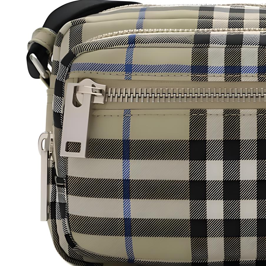 Burberry Zipper Closure Check Woven Polyester And Polyurethane Crossbody Bag Men bags Moss-Green 81203641