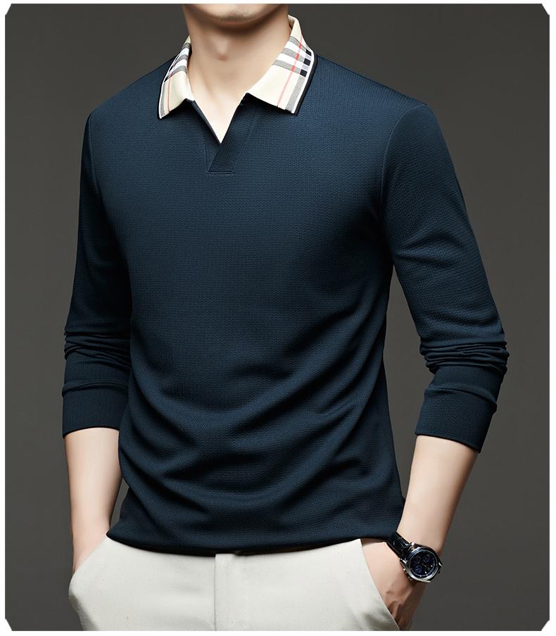 Middle Aged And Young Men'S Fashionable T-Shirt With Long Sleeves And A Collar, Autumn Men'S Casual Polo Shirt, Autumn Clothes