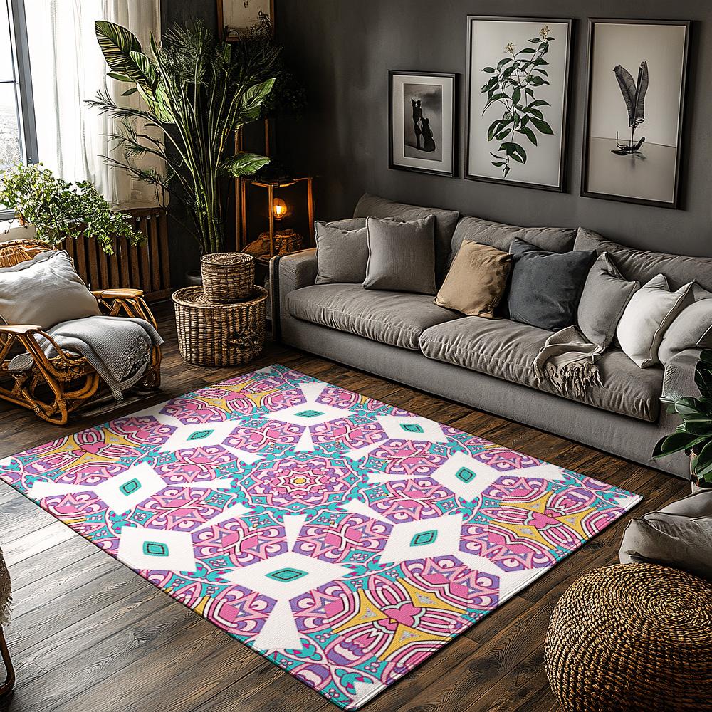 

Boho Area Rug Persian Style Carpet Non Slip Floor Mat Vintage Patterned Rug Modern Home Decor Washable Entryway Rug Turkish Desi 50cm x 80cm