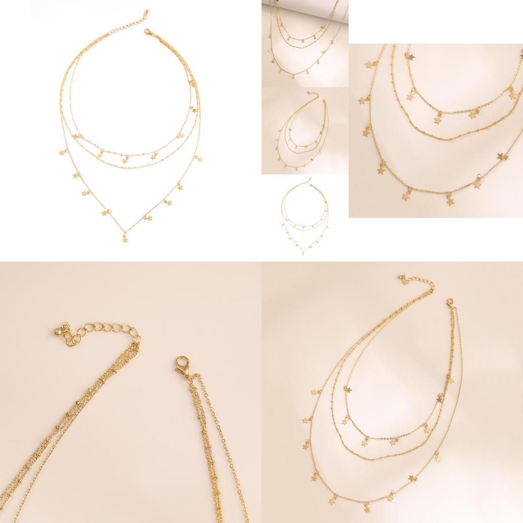 Unique Alloy Star Three Layer Necklace Ideal For Gifts On Special Occasions