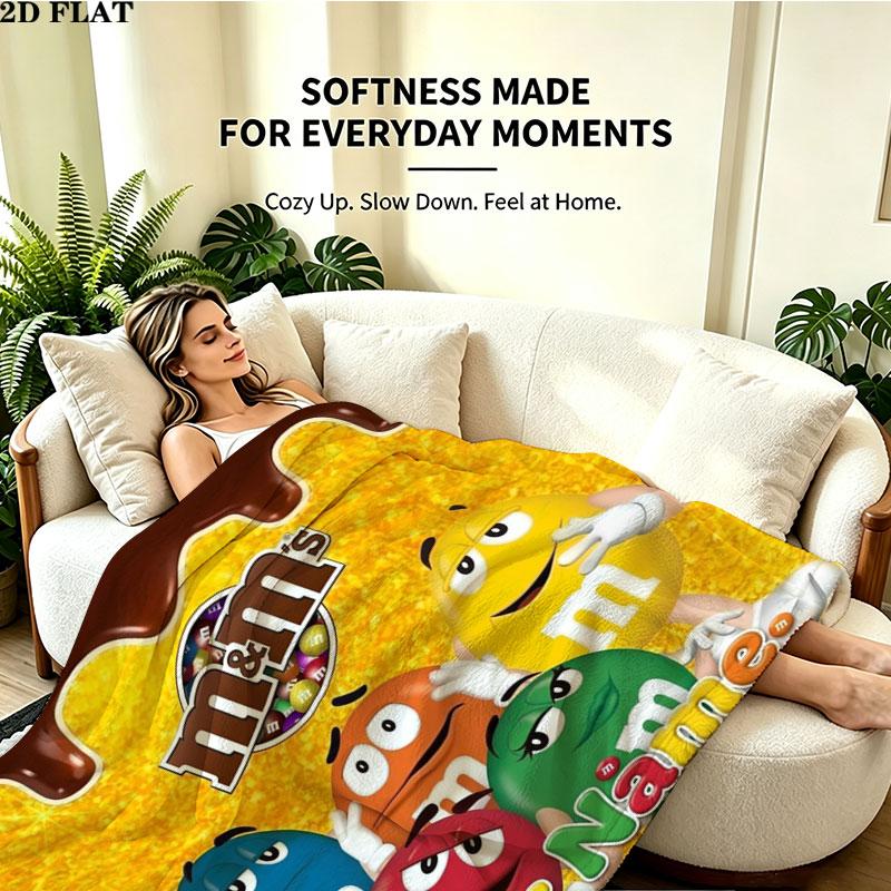 1PC M&M's Custom Name Patterned Flannel Blanket Suitable For All Seasons for Home Decor Warmth and Comfort Gifts Holiday Present