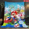 Super Mario Printed Flannel Blanket Cozy Air Conditioning Blanket for Living Room Bedroom Nap Daily Use THW