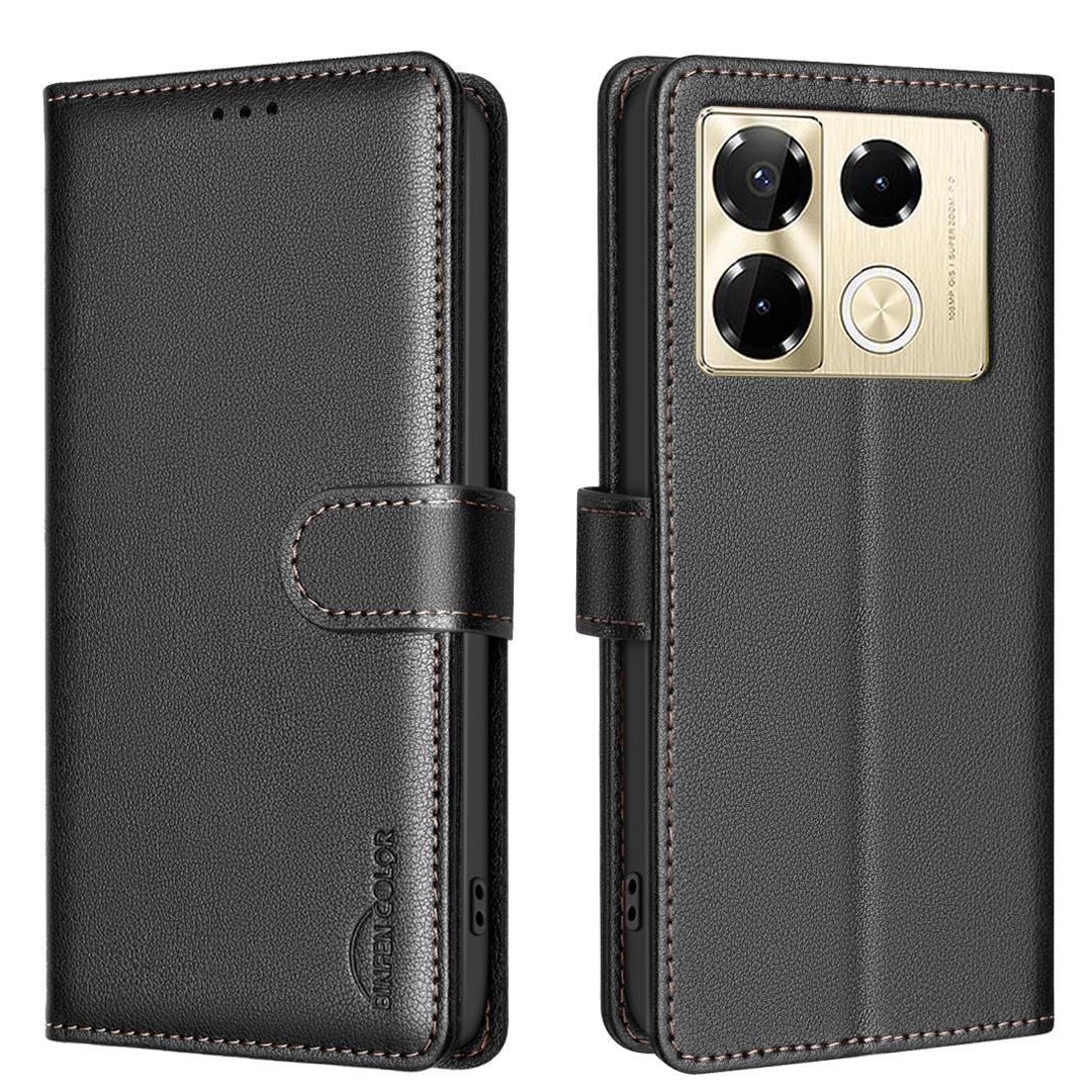 

BINFEN COLOR BF32 For Infinix Note 40 Pro+/Note 40 Pro 4G/5G Stand Case PU Leather Phone Cover Wallet -Black A