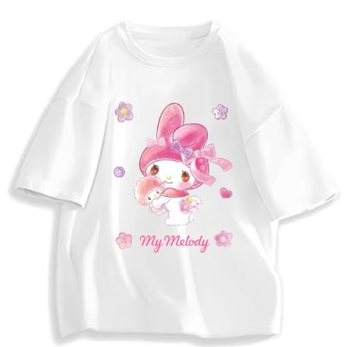 2026 New Fashion RoundNeck ShortSleeve TShirt Spring Summer Sanrio My Melody Women TShirt Unisex Trendy Cute Top Clothing