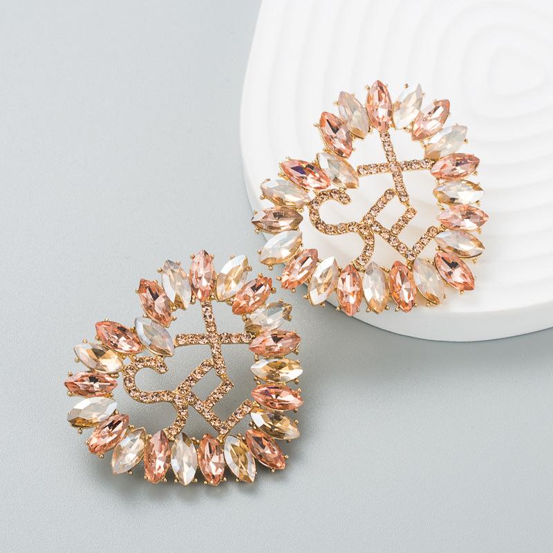 

Женские серьги-капли с буквами, серьги-подвески из титанового стального сплава, акриловые красочные хрустальные сердца, геометрические украшения для ушей OneSize шампанского