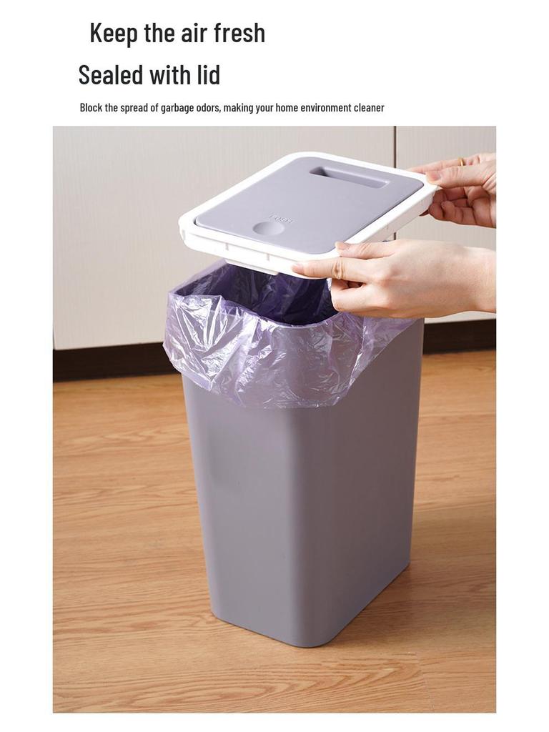 Press-Lid Trash Can: Large Capacity for Bathroom, Bedroom, or Living Room