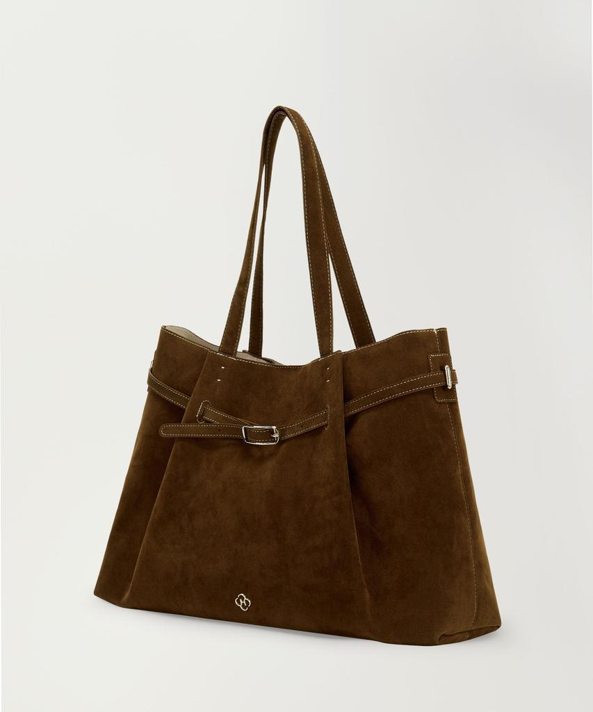 Heeari Fleur Suede Belted Bag_Brown