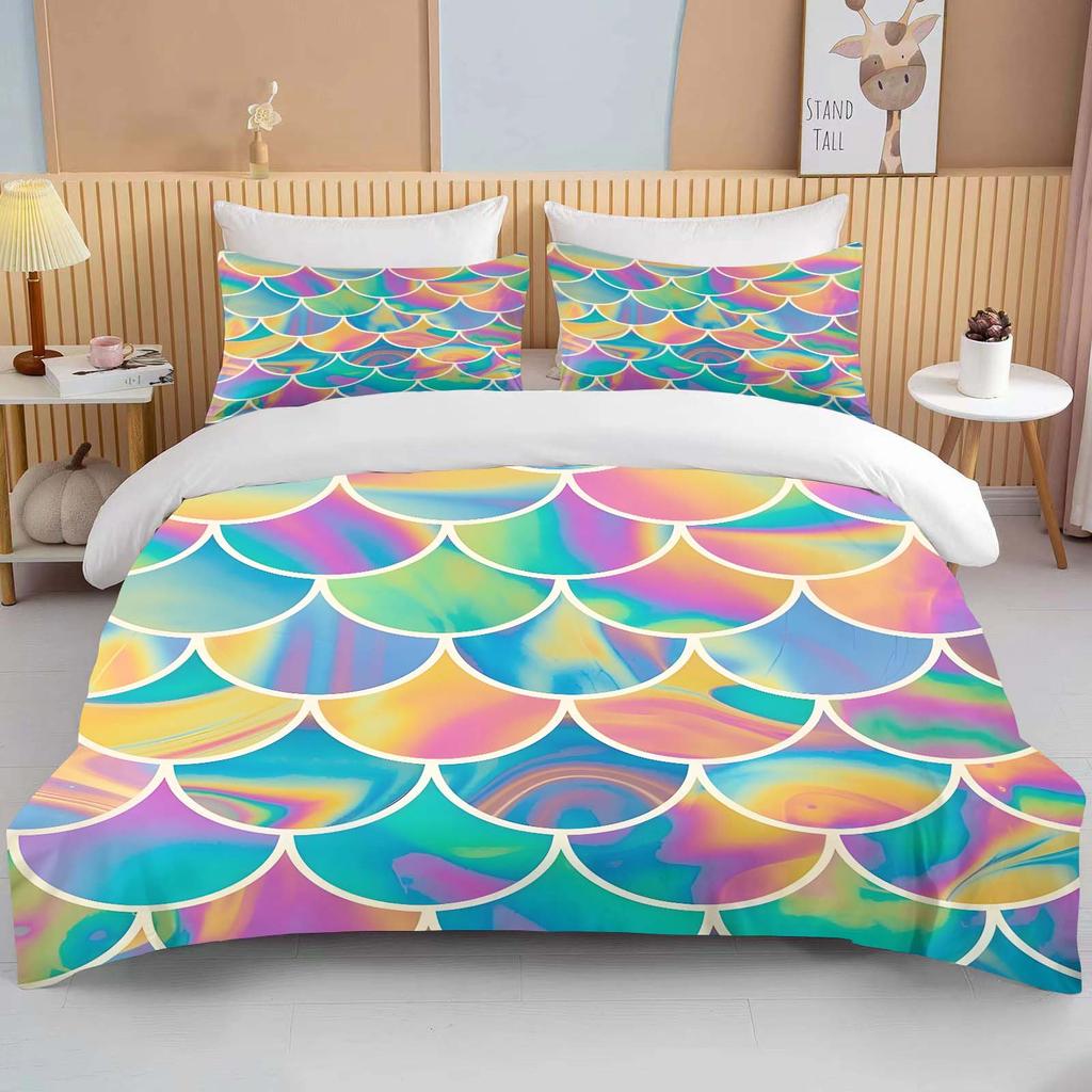 Fantasy Fish Scale Art Print Bedding Set Duvet Cover 1 Duvet Cover 2 Pillowcases Adult And Children Bedding Set Luxury Gril Gift