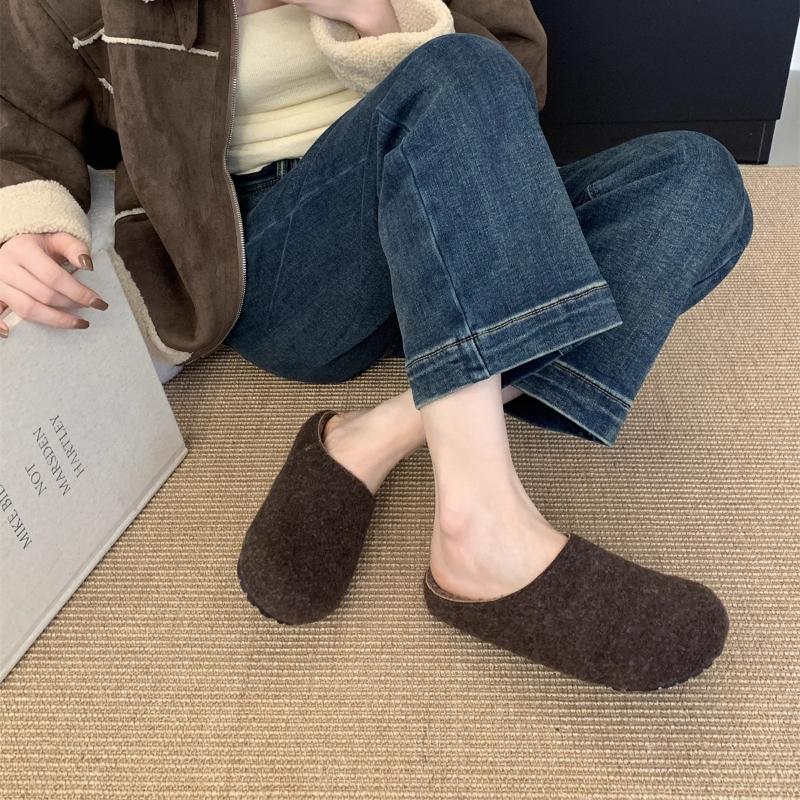 Fashion 2025  Winter New Women's Plush Slippers Retro Women Causal Fashion Shoes Simple Ladies Outdoor Flat Cotton Slippers