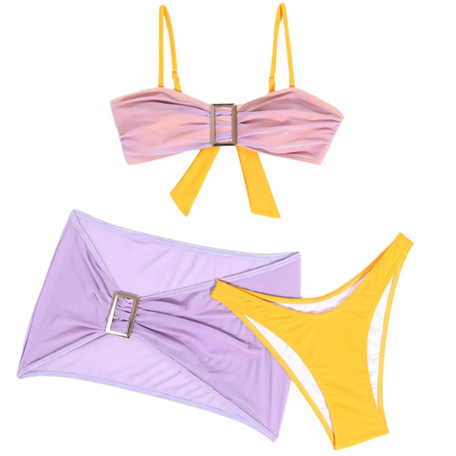 

Женские бикини на тонких бретелях, купальники из трех частей, раздельные купальники, летний купальник с высоким вырезом, с накидкой, пляжная одежда M