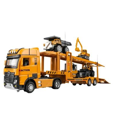 1/50 Extended Dump Truck Model Toy Metal Diecasting Doors Opened Sound Light Pull Back Vehicle Models Ornaments Children's Gifts