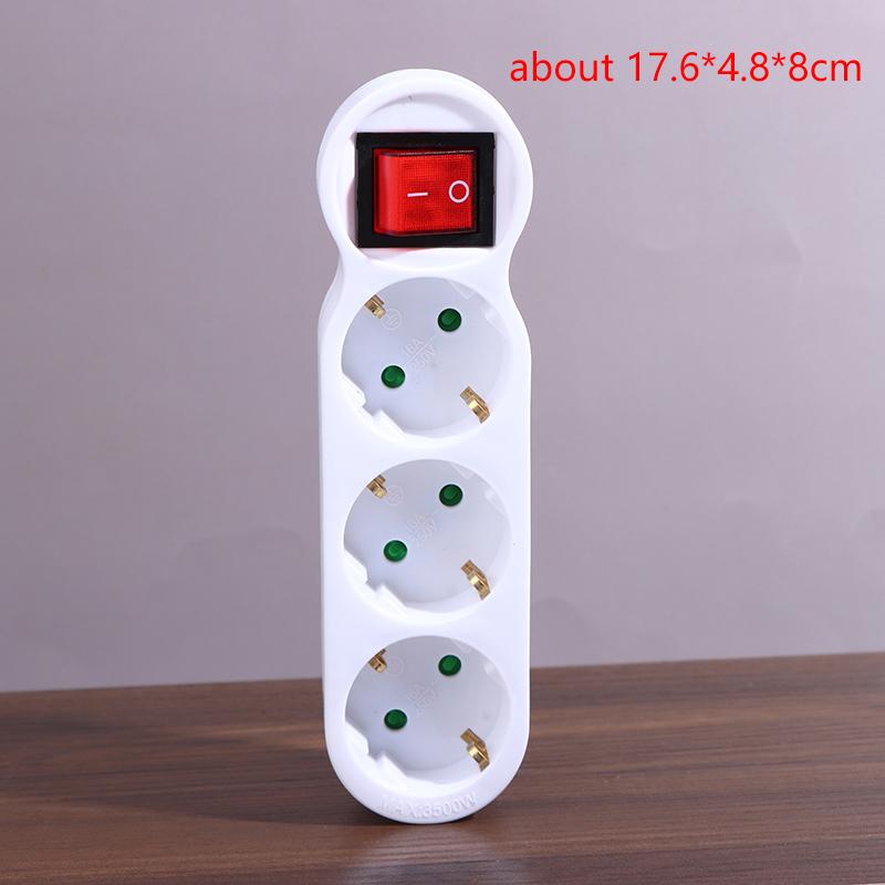 1 To 3 Plug Eu Socket Adapter With Switch 16A Plug Adapter Travel Charging German Standard Power Converter For Portugal Turkey