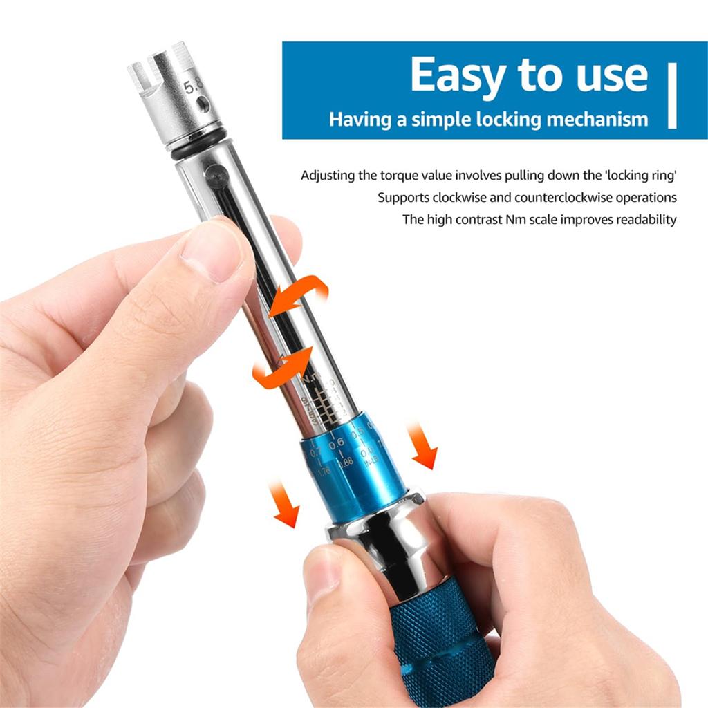 2025+Spoke Torque Wrench, 2-10 NM Motorcycle Spoke Wrench Set, Steel Torque Wheel Spoke Spanner with Storage Box, 5.0-6.8mm