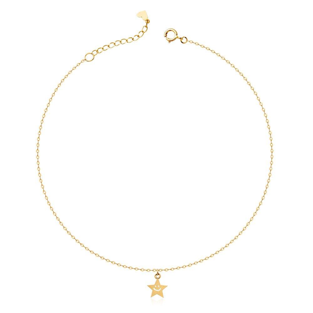 14K Gold Happiness Star Chain Anklet