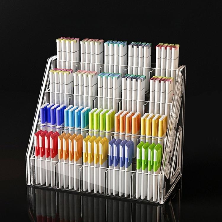 Organizador de Marcadores de Arte para Escritorio Múltiples Compartimentos Gran Capacidad Estante de Acrílico para Almacenamiento de Bolígrafos para Marcadores Fluorescentes Lápices