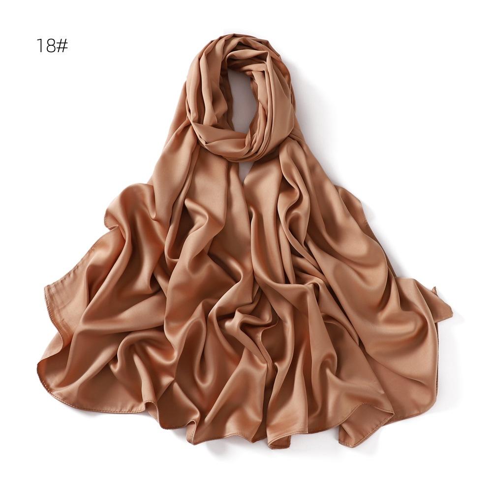 New Luxury Medine Silk Scarf For Women Muslim Plain Hijab Long Shawls Big Size Headscarf Wraps Islamic Turban Headband Bandana