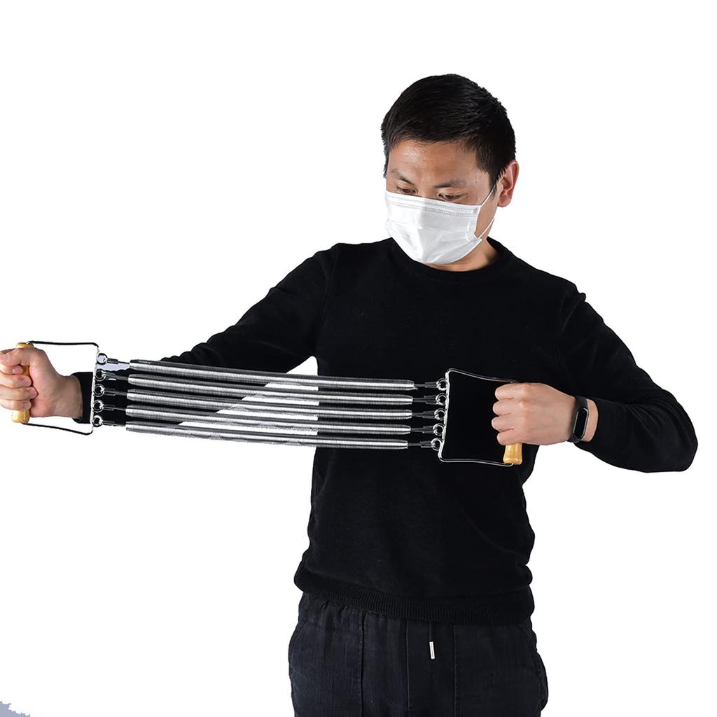 Expander thoracique, Poignée en bois, Ressort détachable, Équipement d'exercice musculaire et de fitness pour la maison, Hommes, Expander thoracique 7-en-1 Développeur