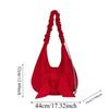 Solid Color Bow Decor Dumpling Bag Tote Large Capacity Pleated Strap Crossbody Bag Nylon Polyester Korean Sweet Shoulder Pouch
