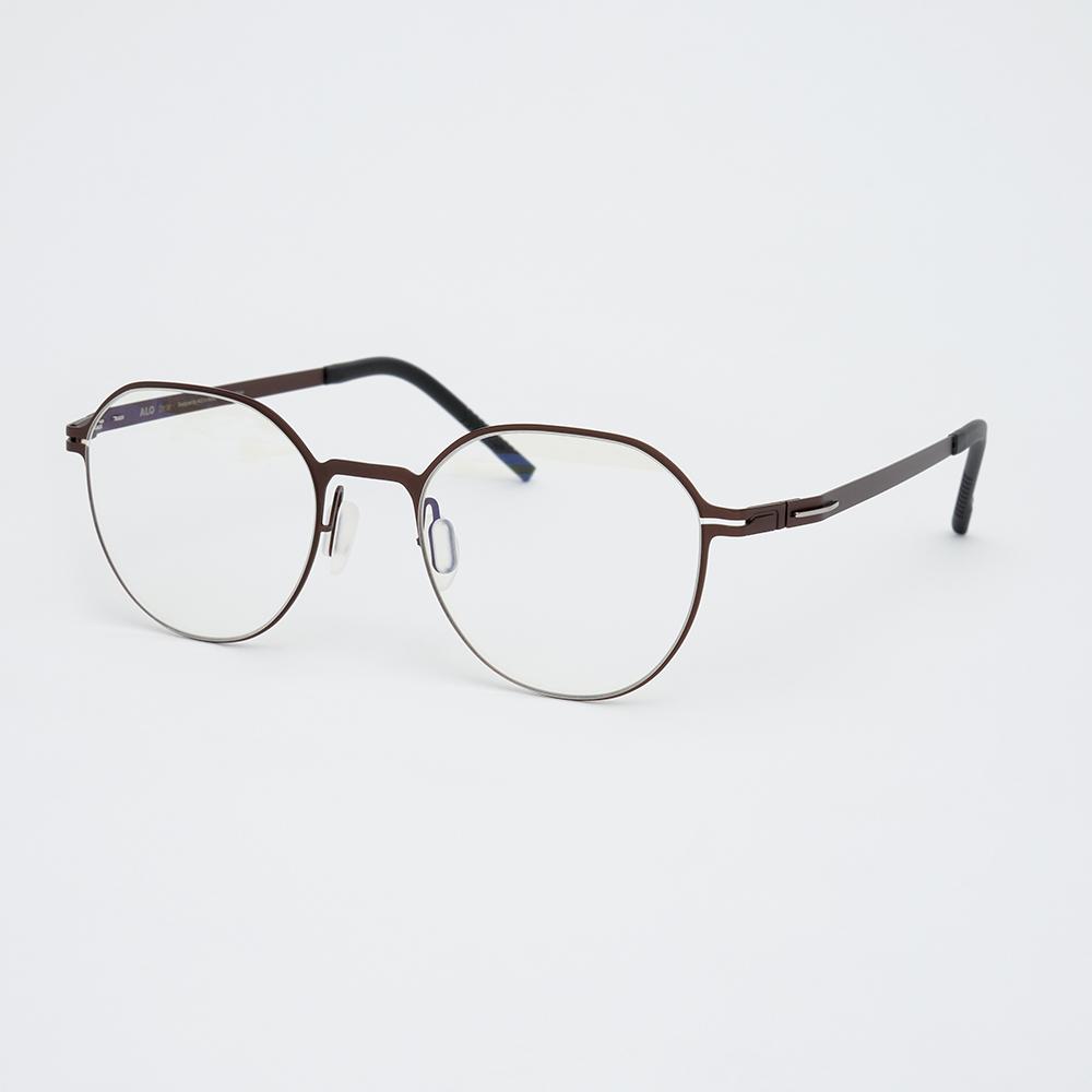 Alloaiweeo [The Air_Flat] Al8305 1616M Ultra-Lightweight Semi-Over Panto Round Brown Eyeglass Frame