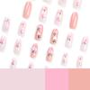 Fresh Pink Peach Gemstone Manicure Tips - New Xiaohongshu Style Wearable False Nails