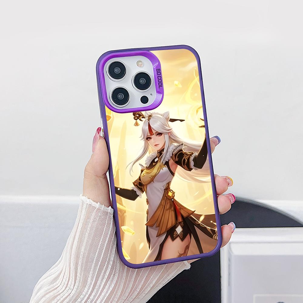 Game GI Ningguang Purple Translucent Mobile Phone Case for iPhone 17 16 15 14 13 12 11 X XR XS 8 7 Air Pro Max Plus Cover