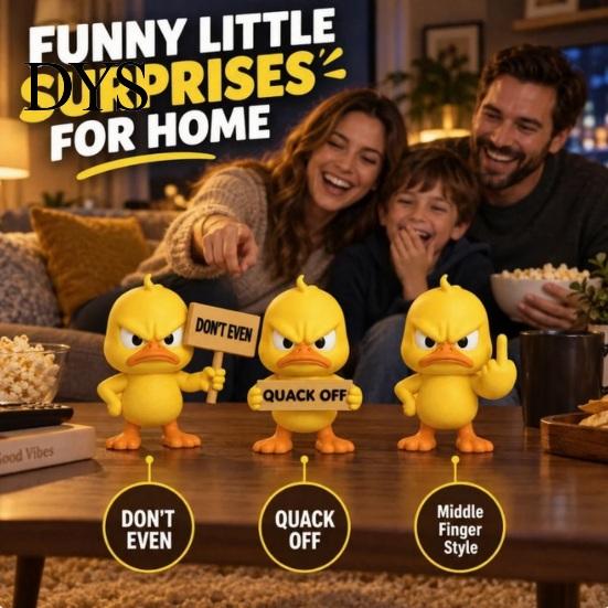 Sculpted Duck Gifts Angry Figurine Collection, Funny Yellow Desktop Ornament, Cute Grumpy Small Plastic Statues Statue for Home Office Car Dashboard