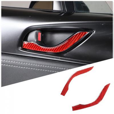 Red Carbon Fiber Interior Door Handle Strip Sticker For Mazda MX-5 Miata 2016-23