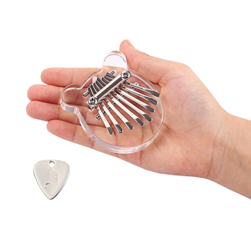 Cute Bear Shape Kalimba Acrylic Finger Pianos Transparent 8 Keys Thumb Piano with Pick Musical Instrument Gift for Girls