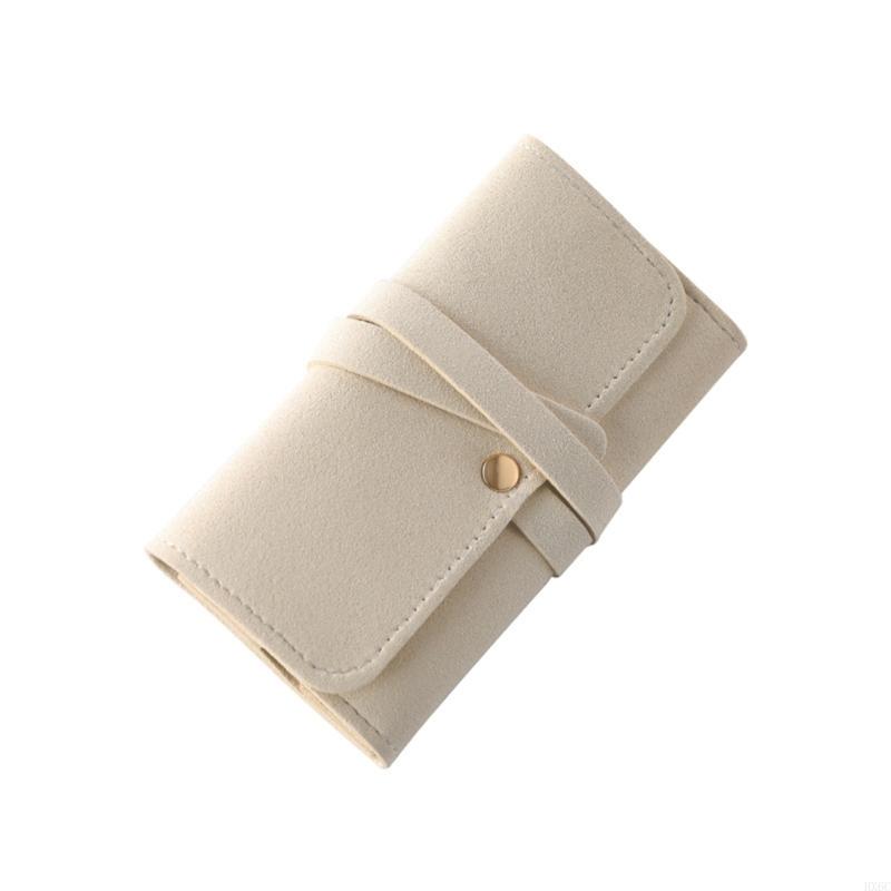 Space Saving Leather Jewelry Case Roll With Multiple Pockets For Earring Rings Necklace Storage Handheld Packaging Bag HX6C