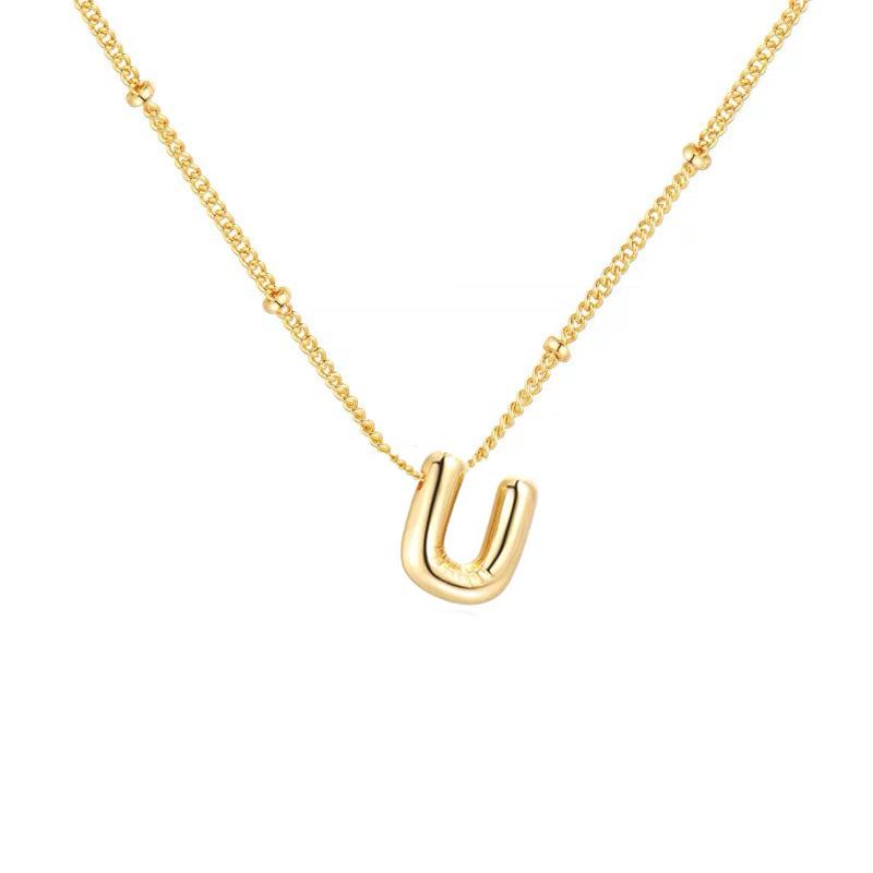 Glossy Titanium Steel Alphabet Necklace for Women - Non-fading, High-grade Letter Pendant On Clavicle Chain