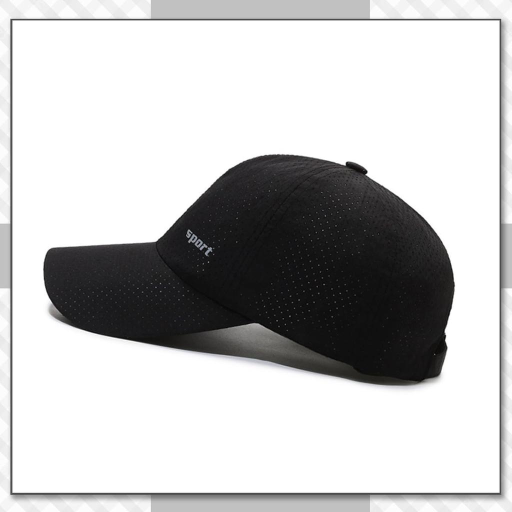 Chrome Crane CB244 Mesh Cap with English for Running and Men and Women (Black) Logo, Lightweight, Quick-Drying, Sports,