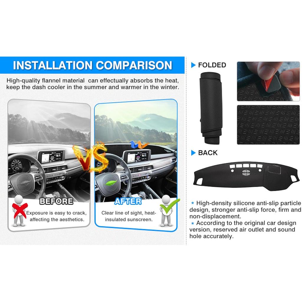Dashboard Cover Mat for 2020 2026 2026 Kia Telluride Accessories Dash Cover Flannel Dash Mat Sunshade Glare UV Rays Protector