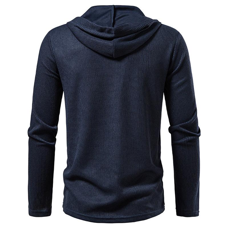Men's Lace-Up Hooded Textured Sweatshirt Casual Pullover for Men Autumn Winter Warm Fashion Multi-Color Long Sleeve Male Top