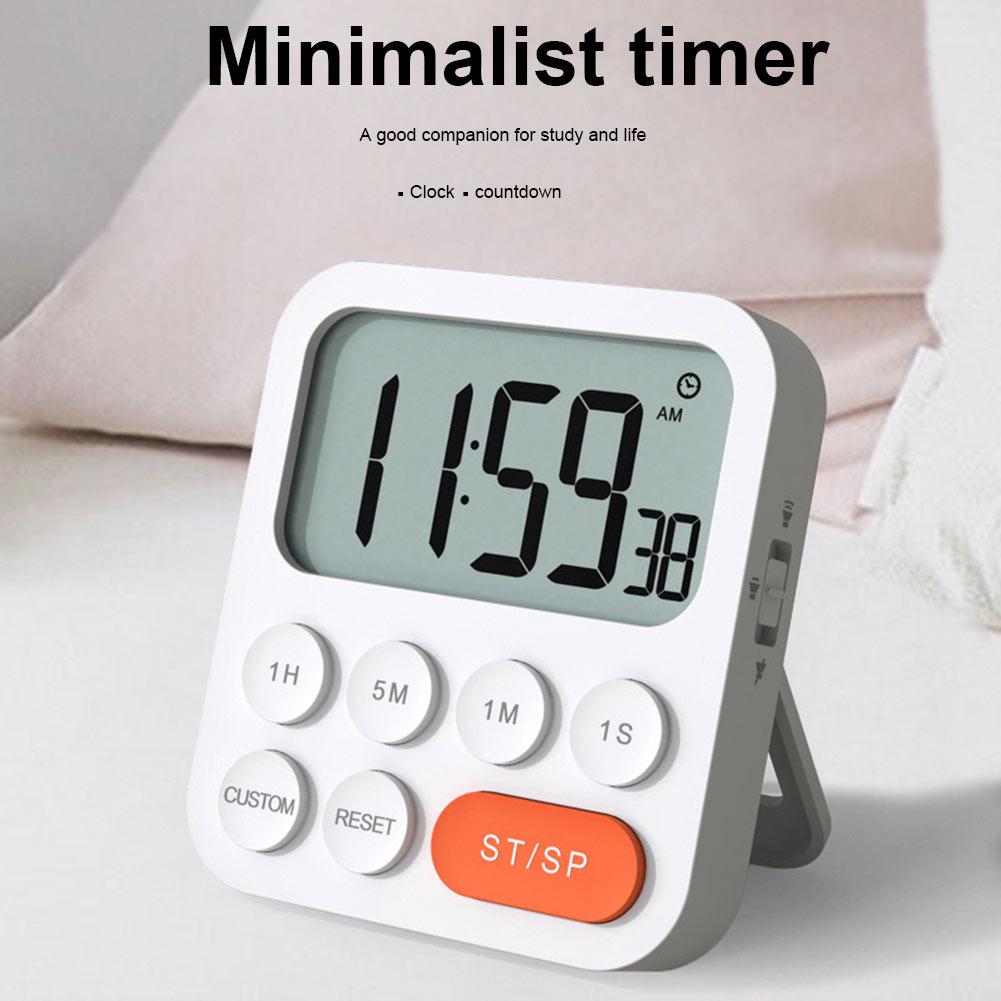 Desktop-verstellbares, tragbares Wecker-Keuken-Werkzeug, herunterklappbar, digitaler Timer, magnetisches LCD-Display für Kinder und ABS