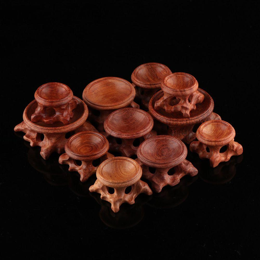 

Figurine Crystal Ball Base Handicraft Desktop Ornaments Photography Props Display Stand Sphere Stone Support Wooden Holder 2cm x 2.5cm