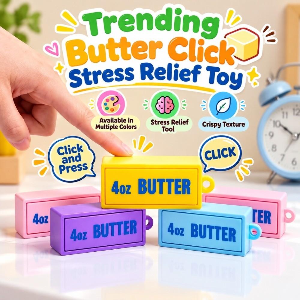 PVC Butter Block Keychain Pocket Size Mechanical Sound Gadget Sensory Key Ring Office Workers