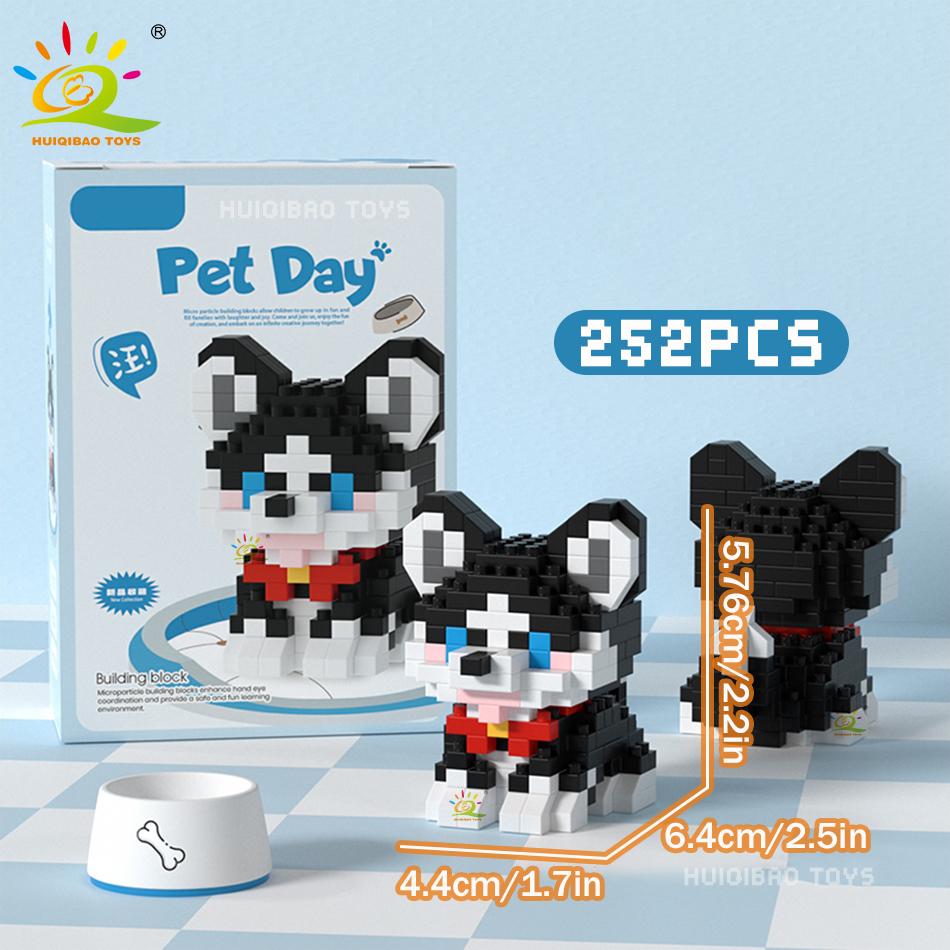 MINI Working Cat Pet Dog Micro Model Building Block Set Kids City Cartoon Animal Diamond Bricks Educational Toys Adult